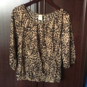 Faded Glory animal print top L 12 14 elastic trim
